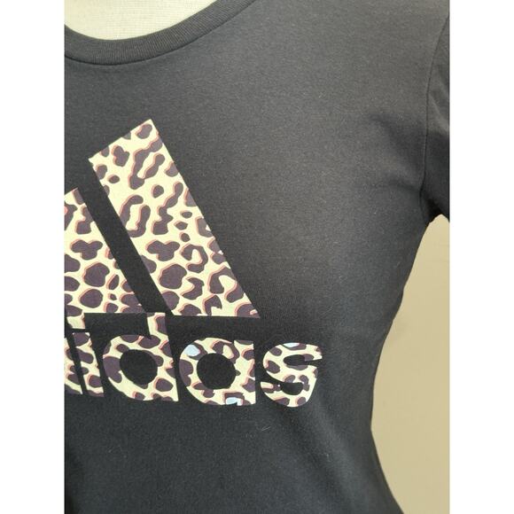 Adidas Amplifier Leopard Logo Black T-Shirt Women’s XS - Picture 5 of 10